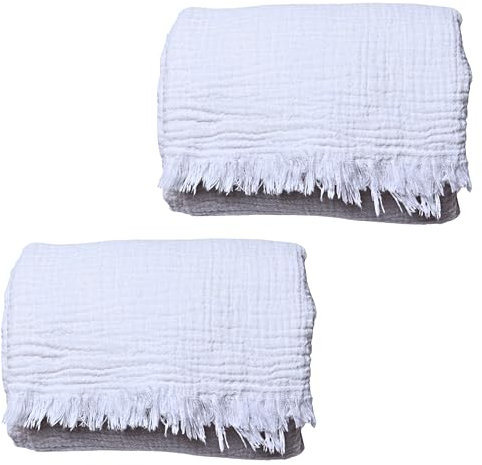 Badetücher 2er Set Luxus Musselin Handtücher für Erwachsene - Luxus 100% türkische natürliche Baumwolle Musselin Stoff Hamamtücher - Extra weich, saugfähig, schnell trocknend, leicht (weiß)