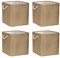 Aufbewahrungsbox Faltbox (4 Pack) 30x30x30 cm Stoff Korb Großer Aufbewahrungskorb Korb Aufbewahrung für Schrank Boxen Regal Körbe für Kallax für Kleidung Spielzeug Werkzeug Kleiderschrank (Khaki)