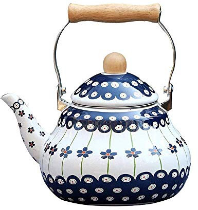 SIGOLY Tea Kettle for Stove Top Teal Enamel Teapot with Anti-hot Handle for Induction Cooker Natural Gas 2.5L marriage