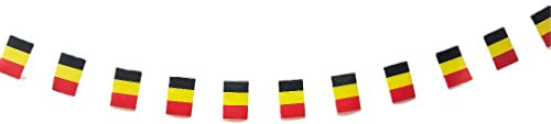 Pandiui23 Guirlande de drapeaux Belgique 40 unités, 11,4 m, Ronde, Rouge, Jaune, Noir, Guirlande de drapeaux pour décoration de bars, jardins et événements