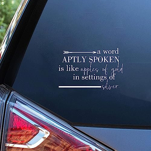 Yelolyio A Word Aptly Spoken Is Like Apples of Gold in Settings of Silver Sticker Vinyl Decal Quote Stickers Tumbler Decal Vinyl Sticker Vinyl Decal Sticker for Cars Trucks, Windows, Walls, Laptops