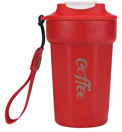 Taza Café Termica para Llevar 480ml, Vaso Café Termico Frio y Caliente de Acero Inoxidable 316 sin BPA, Mini Coffee Mug Termo Pequeño Prueba de Fugas, Reutilizable Coffee Cup de Coche - Rojo
