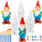 Barydat 6 Pcs Paint Your Own Garden Gnomes Unpainted Kit to Paint Statue Spring DIY Craftworks with Acrylic Strips and Brush for Christmas(Dwarf)