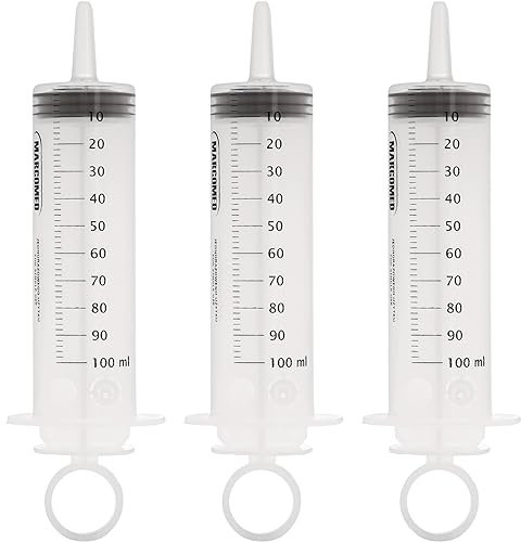 MedixX 3 Stück 100ml Spritzen - Set für Hobby und Heimwerk. Auch als Futterspritze oder Ölspritze. Spritzen sind einzeln steril verpackt (3 x 100ml Spritze)