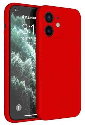 HAFFAN TPU Silikon Hülle kompatibel mit iPhone 12 (6.1 inches), Handyhülle Schutzhülle - Chinarot