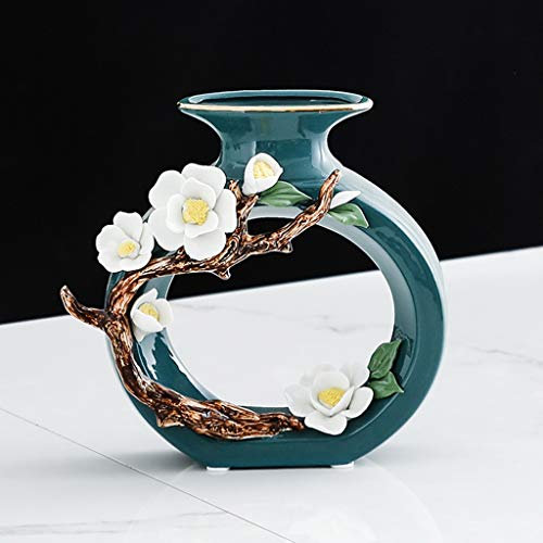 Klassische Keramikvase, Tinten-Stil, Vasen, Schreibtischdekoration, Blumenarrangement, künstliche Blumen, Vintage-Heimdekoration (C)