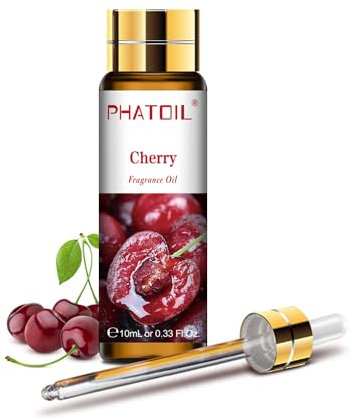 PHATOIL Huile Essentielle Cerise 10 ml, Huile Essentielle pour Diffuseur, Huile Parfumée de Cerise pour Aromathérapie, Humidificateur, Bougies