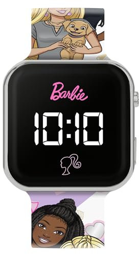 Accutime Orologio da polso per bambini con cinturino stampato Barbie, rosa, Moderno