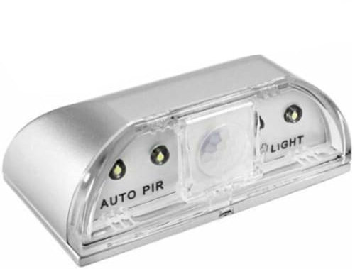 HoneTeek Door Key Light,Infrared PIR Automatic Motion Sensor Detection Door Lock Light Night Light, Battery Powered, with 4 LED Bulbs for Doors Kitchens Stairs Wardrobe Basement Trunk (Silver)