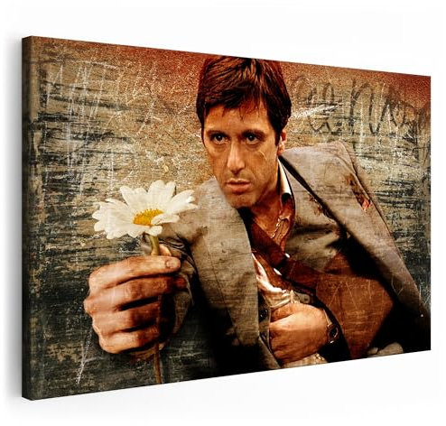 Artmazing | Scarface Bild bunt | Bild Scarface | S-Art Bilder | Scarface Bilder Modern | Coole Wandbilder Wohnzimmer | Wandbild Scarface Deko XXL | Bild Leinwand XXL | Scarface Bilder Wand
