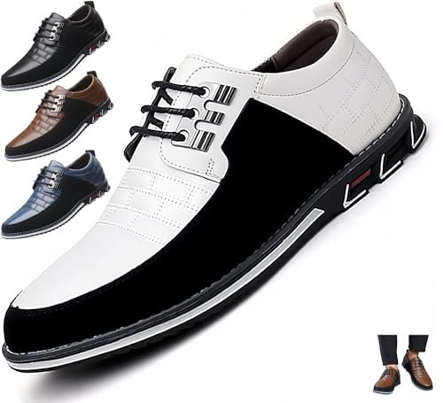 Herren Oxford Derby Orthopädische Lederschuhe, Business-Luxus-Herren-Kleiderschuhe, Büro-Loafer-Wohnungen Im Stil, Einfache Slip-On-Walk-Wohnungen, Schwarze Und Weiße Herren-Kleiderschuhe For Männer (
