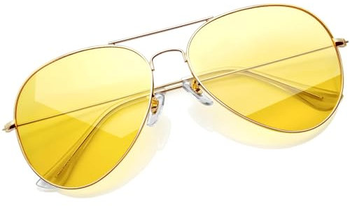 KANASTAL Lunettes Conduite de Nuit Homme et Femme, Lunettes de Nuit Jaune Rétro avec Monture Métal Légères UV400