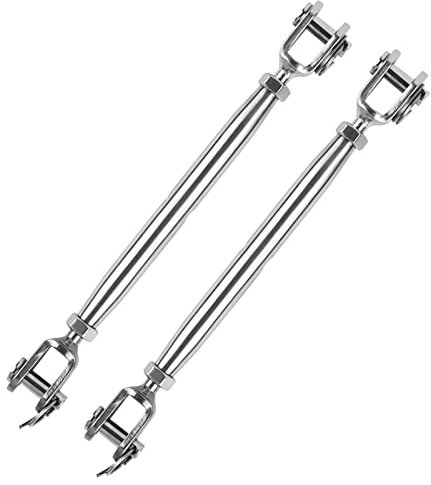 2 Stück M6 Wantenspanner 304 Edelstahl Sonnensegel Spanner 160mm- 230mm Spannschloss Silber Seilspanner Rostfrei Drahtspanner Edelstahlspanner Set für Segelboot Markisen