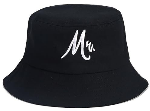 XYIYI Herr Schwarz Mode Embroidered Fischerhüte Baumwolle Strand Sonnenhut Fischerkappe für Damen Jugendliche