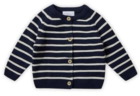 Stellou & friends Cardigan-Strickjacke für Mädchen und Jungen mit Knöpfen in Holz-Optik | Hochwertige Baby-Kleidung aus 100% Baumwolle