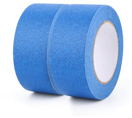RISVOWO 2x Blau Kreppband, 4,8cm x 50m Malerkrepp, Maler Profi Malerklebeband, Malerband, Kreppband für Malerarbeiten und Renovierungen