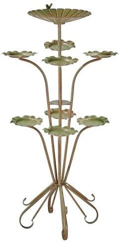 Vogeltränke aus Metall mit Ständer und 8 Futtertabletts – freistehend für den Außenbereich, Garten, Hof, Dekoration, 111 cm