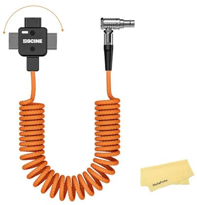 Cable De Alimentación En Espiral Macho De 2 Pines Zgcine Dt-Lm D-Tap A Lemo Para Cámaras Red, Arri Y Sony Seleccionadas: 60Cm/1,96 Pies