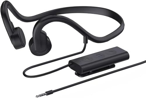 LQZO Wired Bone Conduction Headphones with 3.5mm/Typec Wires,Open-Ear Bluetooth 5.3 Headphones with Microphone, IP68 Waterproof Earphones for Cycling Workout Hiking,3.5mm