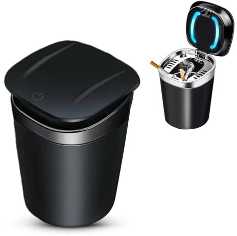Auto Aschenbecher für Seat Leon IV 2020-,Tragbare Aschenbecher,Auto Aschenbecher mit Deckel,Auto Aschenbecher mit Licht,für Autos,Haus,Büro,Black