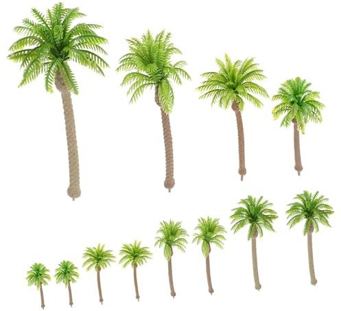 Anneome 12pièces Miniature Palm Trees for Train Scenery Artificial Coconut Tree Model for Landscape Architecture