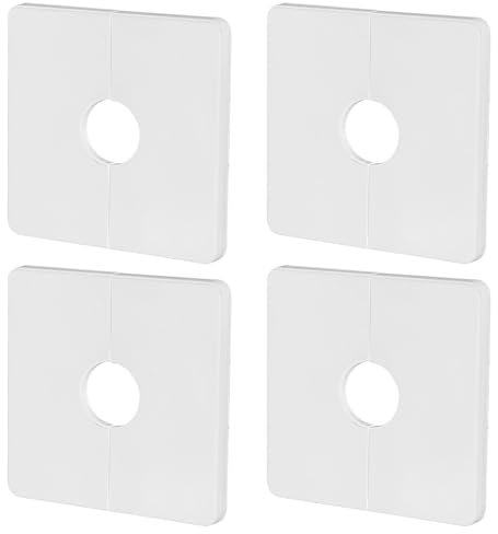 4pcs Square Plumbing Cover Plates, Shower Faucet Cover Wall Hole Plate Square Shower Arm Flange Escutcheon Replacement Cover Plate for Standard 1/2 Pipes Multiple Scene Usage(White)