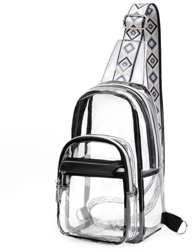 TINYAT Transparente Schultertasche für Herren, Stadiongenehmigt, transparente Umhängetasche für Damen, Umhängetasche mit verstellbarem Riemen, T560