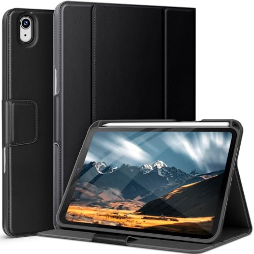 auaua Funda para iPad mini 7 (A17 Pro), iPad mini de 7ª/6ª generación (2024/2021 de 8.3 pulgadas), con bolsillo frontal, ángulo de escritura, cierre magnético de apagado y encendido automático (negro)