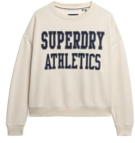 Superdry Damen Lässiges Athletic Essentials Sweatshirt mit Applikation Wüstenknochen Wollweiß 42