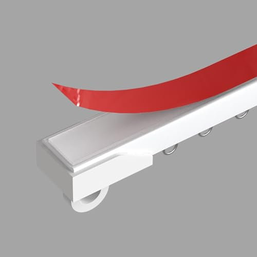 Gardinenschiene Selbstklebende, Glatte Vorhangschiene Ohne Bohren, Vorhangschiene für Decke und Wand mit Beschlägen, Einläufige Vorhangstange für Fenster, Badezimmer, Dusche(Ceiling mount,1.2m (3.9ft)