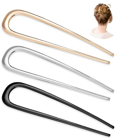 YZROHYI 3 Pièces Epingle a Cheveux en Forme de U,Epingle Cheveux Metal,Pic Chignon Cheveux Femme,French Hair Pince Fourchette Chignon,Coiffure Broche Cheveux pour Chignon,Barrette Chignon Élégant