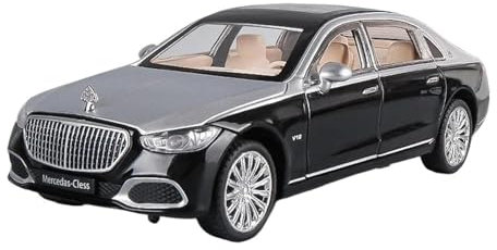 1 24 Für Maybach S680 Sound- Und Licht-Rückziehsimulationsautomodell Mini-Fahrzeug-Modellauto Aus Druckgussmetall Druckgussmodelle Motorfahrzeuge(Black Silver)