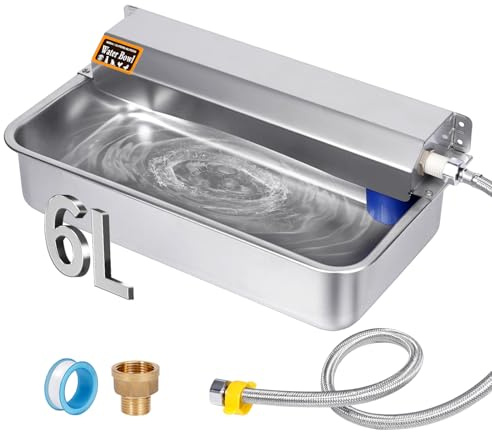 Abbeveratoio Automatico per Cani, Ciotola D'acqua in Acciaio Inox con Tappo di Scarico per Animali Domestici, Abbeveratoio per Cani a Riempimento Automatico per Grandi, Gatti, Polli, Bestiame (6L)