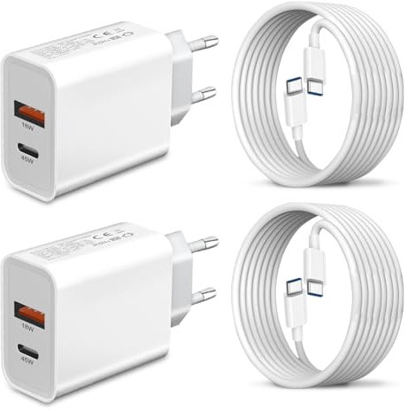 2Pack 45W Cargador Movil USB C y Cable para Samsung Galaxy S25 Ultra/S25 Plus/S25/S23 Plus/S24 Ultra/S22/S21 FE,Z Fold 5 6/Z FILP A56 5G/A26 A36 A55 A25 A35 A54 A53 Enchufe Tipo C Super Carga Rapida