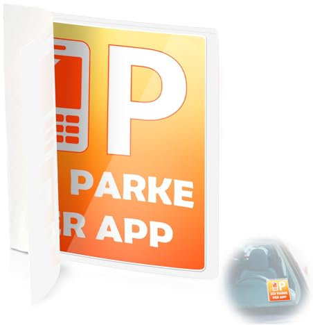 Parkausweishalter Windschutzscheibe 9x9cm Ich Parke Per App Karte Kartenhalter Selbstklebend Transparent Parkausweis Halterung Windschutzscheibe Parkscheinhalter Parkvignette für Easypark Auto