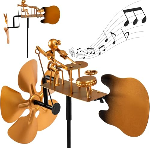 FZkuozougedd Metall Trommel Windspinner - Handgemacht Rustikal Windbetriebener Metall Kinetischer Windspinner Skulptur Garten Dekoration Hof Dekoration Vogelscheuche Gerät Deterrent Garten Zierde