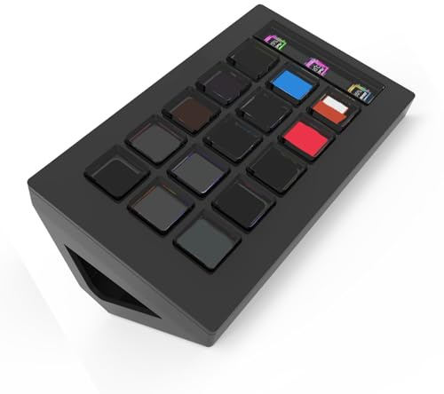 TEMOOUES Dynamisches LCD-Display, 15 Tasten, Makro-Controller für Streaming, personalisierbar, Medienmanagement, Easy Access Macro Keypad