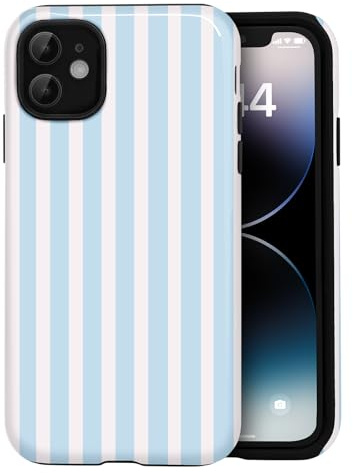 Amzfield Hülle für iPhone 11, Hybrid, Niedliches, Gestreiftes Muster, Blau
