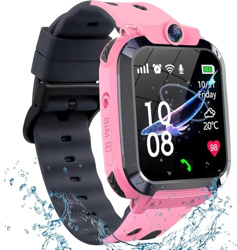 Smartwatch Kinder mit GPS und Telefon, IP68 Wasserdicht GPS Uhr Kinder Smartwatch mit Anruffunktion SOS Voice Chat Schulmodus Spiel Wecker, Smart Watch Kinderuhr Geschenk für Mädchen und Jungen