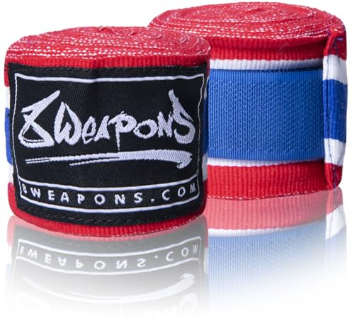 8 WEAPONS Boxbandagen Halbelastisch, Ideal für Training und Wettkampf, Verstärkter Klettverschluss, Bandagen für Muay Thai, K1, Boxen, MMA und Kickboxen
