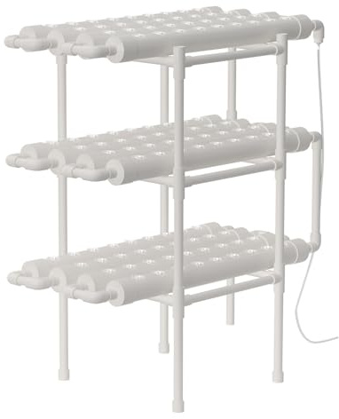 HazLope Hydroponisches Growkit, NFT Hydroponik System, Hydroponik Set Indoor, 108 Pflanzen, 3 Ebenen PVC-U Rohr, Timer, Ohne Erde, Hohe Ernte, Balkon, Büro, 100×50×102 cm