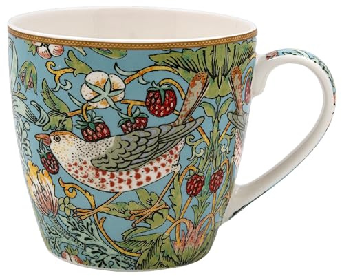 The Leonardo Collection Wm. Morris Strawberry Thief Breakfast Mug 480ml | Coffee, Tea & Hot Drinks, Fine China, Daily Use, Practical Gift
