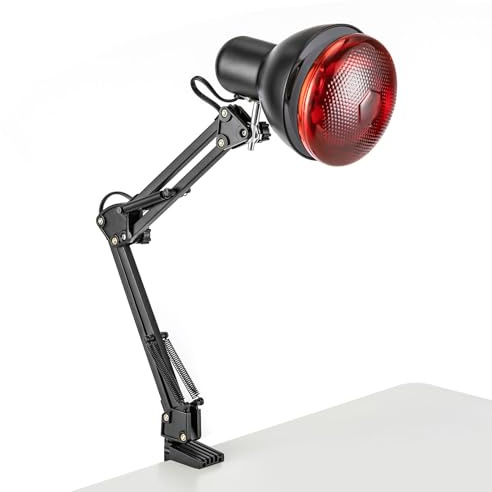 Aangeebone Wärmelampe Rotlicht, 150W Infrarot Lampe Rotlichtlampe, Mit 360° Kopf & Tischklemme, Tisch befestigt werden kann, Faltbarer Ständer, für Jugendliche, Erwachsene, ältere Menschen, Sportler