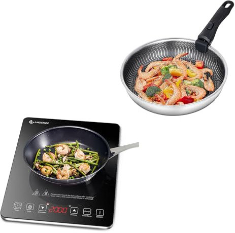 AMZCHEF Kochplatte Induktion & AMZCHEF Bratpfanne 28 cm