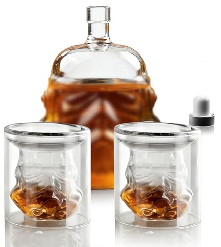 Stormtrooper Dekanter, Party Dekanter, Stormtrooper Whisky Dekanter Set 750ml mit 2 Gläsern 150ml, Kreative Whisky Karaffe für Brandy, Scotch, Wodka
