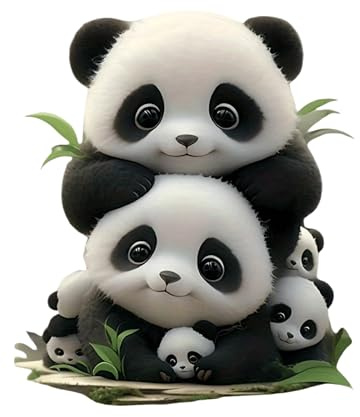 Niedliche Panda-Familie Autoaufkleber 14cm Vinyl Sticker 2 Stück wasserfest glänzend für Stoßstangenaufkleber Auto SUV Motorrad Laptop Koffer Glas Wand Fahrzeugaufkleber dekorativ