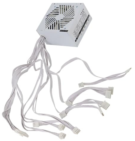 Snorvixre 110 – 264 V 750 W para ordenador, videojuegos, ordenador, blanco, fuente de alimentación, ventilador silencioso, doble CPU para servidores de juegos, ventilador silencioso