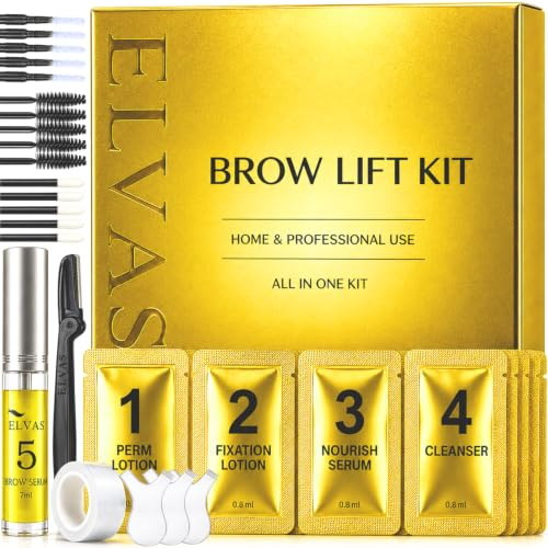 Augenbrauen Lifting Set Sachets 5 x 0,8 ml, ELVASO DIY Brow Lamination Kit für Zuhause, Brow Lifting Set für Voller Wirkende, Definierte 3D-Augenbrauen, Einfache Anwendung