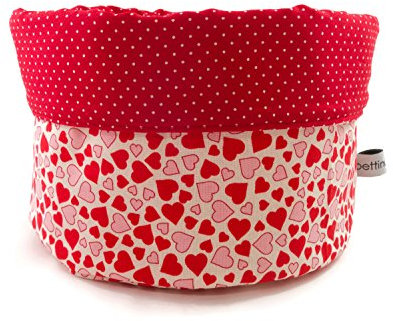 bettina bruder - Stoffkörbchen Herzen weiß rot rosa - Brotkorb Utensilo