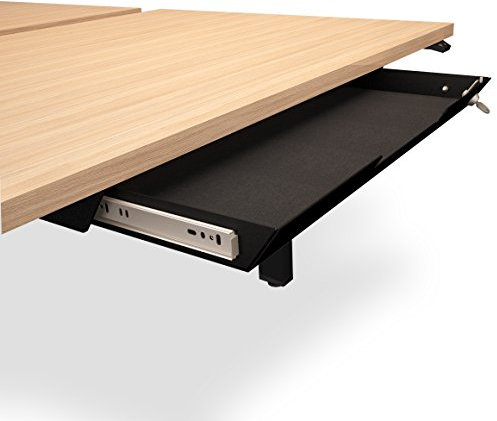 Weber Büroleben GmbH Unterbau-Schublade mit Schloss 584 x 290mm aus Metall mit Filzeinlage, Farbe:Schwarz